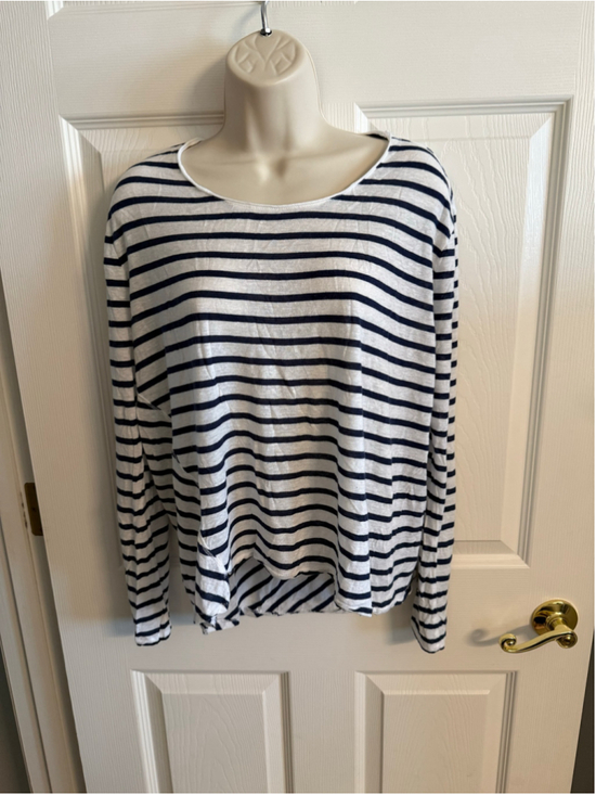 rag & bone Tops - rag & bone Valley Stripe Asymmetric Linen Modal Top SZ S